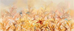 Obraz - Listy vo farbách jesene, olejomaľba (120x50 cm)