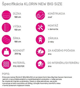 Tempo Kondela Závesné hojdacie kreslo, zelená, KLORIN NEW BIG SIZE CACOON HAMMOCK