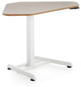Nastaviteľný rohový stôl NOVUS, 1200x750 mm, hlinená šedá doska, biely rám