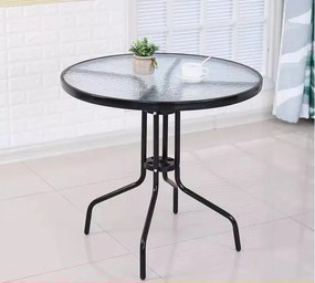 Okrúhly záhradný stôl 80 cm sklenený