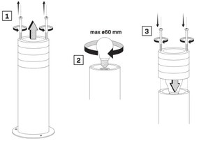 Vonkajšia lampa RINO 1xE27/12W/230V IP54 44 cm čierna