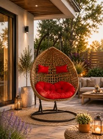 Závesné ratanové hojdacie dvojkreslo VERONICA hnedé