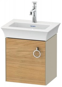 DURAVIT White Tulip závesná skrinka pod umývadielko, 1 dvierka, pánty vľavo, 384 x 298 x 410 mm, dub prírodný masív/taupe vysoký lesk, WT4250LH5H3