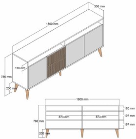Skrinka Milan 2 Walnut and Travertine