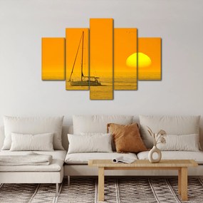 Obraz - Loďka uprostred mora (150x105 cm)