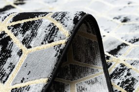Dywany Łuszczów, Behúň Gloss 409A 82 3D cubes black/gold/grey, 70x200, čierna, obývacia izba