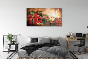 Obraz na akrylátovom skle Darčeky vianočné ozdoby svetla 140x70 cm