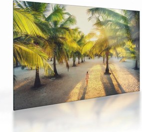Sklenený obraz - Žena v palmách (70x50 cm)