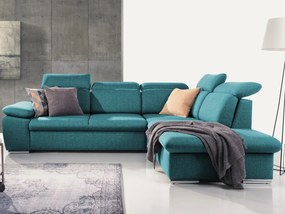 Rohová sedačka Aldon, petrolejová štruktúrovaná látka, pravý roh