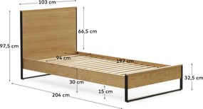 Jednolôžková posteľ s roštom v prírodnej farbe 90x190 cm Taiana – Kave Home