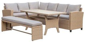 Rohová sedacia súprava Stockholm z lavicou natural