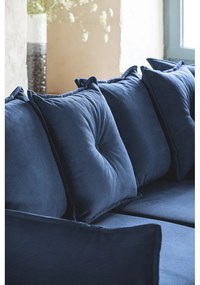 Tmavomodrá menčestrová rozkladacia rohová pohovka (pravý roh/do "U") Lazy Lukka – Miuform