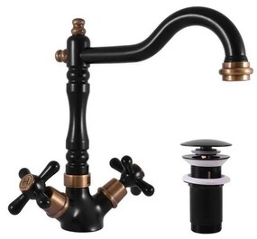 RAV Slezák MK121.0/8CMATSM - Umývadlová batéria +výpusť MORAVA RETRO čierna/mosadz