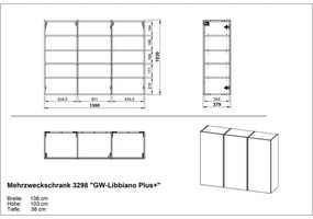Krémová predsieňová skrinka 138x103x38 cm Libbiano – Germania