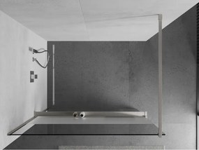 Mexen Kioto+, sprchová zástena Walk-In s poličkou a vešiakom 100 x 200 cm, 8mm číre sklo-námraza, brúsená oceľ profil, 800-100-121-97-35