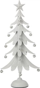 Biely antik kovový stromček s rolničkami Christmas Tree - 25 * 11 * 56 cm