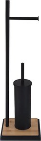 Čierny kúpeľňový stojan s kefou