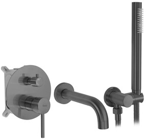 Rea Lungo, podomietková vaňová batéria s ručnou sprchovou sadou + BOX, grafitová, REA-B6388