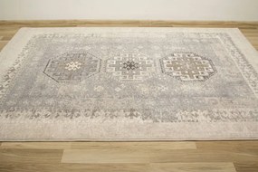 Koberec Dywilan Moon Torino Silver kosoštvorce / ornamenty, sivý / modrý