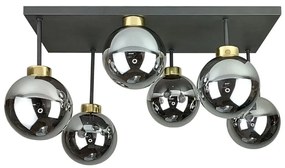 Prisadený luster DEA 6xE14/60W/230V čierna/zlatá/dymová čierna