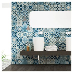 Sada 60 nástenných samolepiek Ambiance Wall Decal Cement Tiles Riana, 15 × 15 cm
