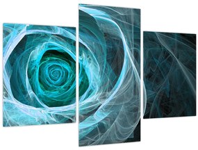 Obraz - Abstraktné ruže modrá s čiernym pozadím (90x60 cm)