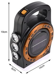 VERK Prenosné dobíjacie solárne LED svietidlo HB-6678C s funkciou powerbanky - zlatá