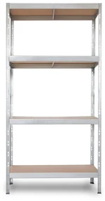 Bezskrutkový kovový regál RIVET BUDGET, 180x90x40 cm, 4x HDF polica, zinok
