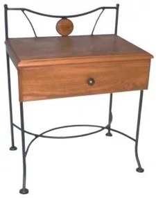 IRON-ART Nočný stolík STROMBOLI - so zásuvkou, kov + drevo