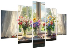 Obraz - Kytica pri okne (150x105 cm)