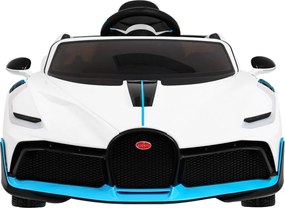 Ramiz Detské autíčko na batérie Bugatti Divo biele + diaľkové ovládanie + EVA kolesá + pomalý štart + LED + MP3