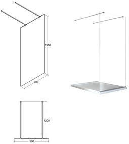 D‘Eluxe - SPRCHOVÉ ZÁSTENY - Sprchová zástena WALKER WY01C 90-xcm sprchové zásteny Walk In číre 8 chróm univerzálna - ľavá/pravá 2 x 120cm 140 195 140x195