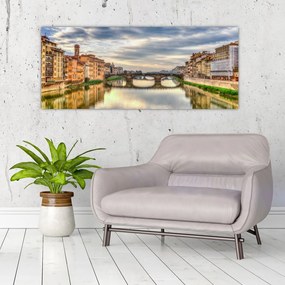 Obraz mesta s riekou (120x50 cm)