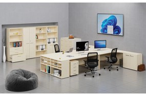 Ergonomický kancelársky pracovný stôl PRIMO WOOD, 1800 x 1200 mm, ľavý, breza