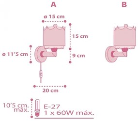 Dalber 61109 - Detské nástenné svietidlo LITTLE QUEEN 1xE27/60W/230V