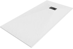 Mexen Hugo, obdĺžniková sprchová vanička SMC 180 x 80 cm, biela, čierna krytka, 42108018-B