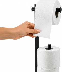 Erga Gasa, držiak na toaletný papier so zásobníkom na 4rolky, tvrdené sklo, čierna, ERG-YKA-P.GASA-FB