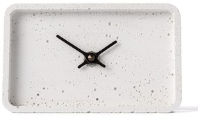 Stolové hodiny z betónu CLOCKIES, 16x10cm, obdĺžnikové, biele
