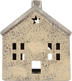 Béžový keramický domček na čajovú sviečku Lamont - 13*8*15 cm
