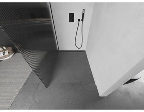 Mexen Kioto, sprchová zástena 70 x 200 cm, 8mm sklo s rebrovým vzorom, čierny profil, 800-070-101-70-09