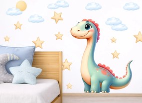 Dinosaurík textilní prelepiteľná nálepka na stenu hárok 39 x 47 cm