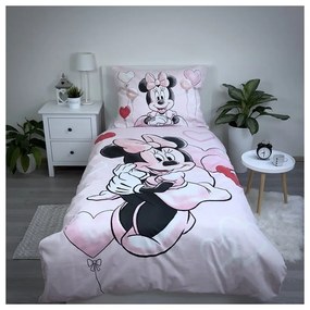 Ružové bavlnené detské obliečky na jednolôžko 140x200 cm Minnie "Balloon" – Jerry Fabrics