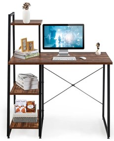 Kompaktný počítačový stôl, pracovná stanica so 4 policami