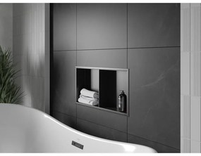 Mexen X-Wall-R, polička na zapustenie na obklad s golierom 60 x 30 cm, čierna matná, 1970603010S