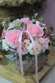 Ružová romantická dekorácia na stôl 23cm