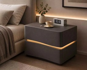 LuxuryForm DESIGN Nočný stolík ALVA s LED osvetlením – tmavosivý