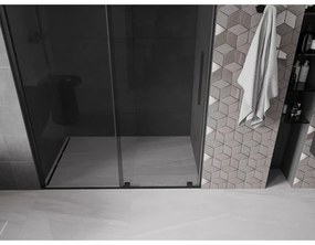 Mexen Velar, posuvné sprchové dvere do otvoru 150 cm, 8mm šedé sklo, čierna matná, 871-150-000-41-70