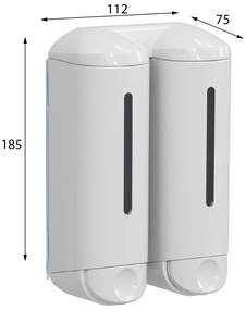 MARPLAST MARPLAST, SHOWER MEDIUM dvojitý dávkovač tekutého mydla 2x250ml, biela, A94801