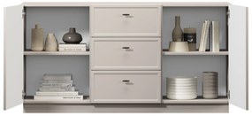 Komoda Lorini 150 cm na sokli - kašmírová / čierne úchytky T