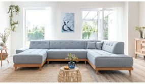 Svetlomodrá rozkladacia pohovka do "U" Miuform Dazzling Daisy, pravý roh